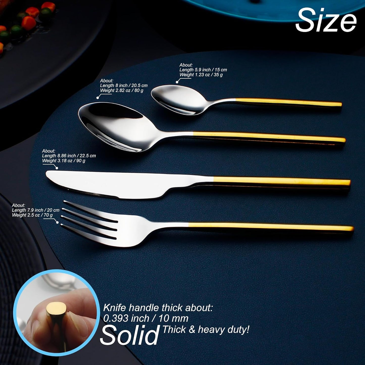 24 Piece Silverware Set For 6 Gold Handle Heavy duty 18/10 Stainless Steel Flatware Set Modern Design Knife/Fork/Spoon Mirror Polished Dishwasher Safe Cutlery Set with Gifts