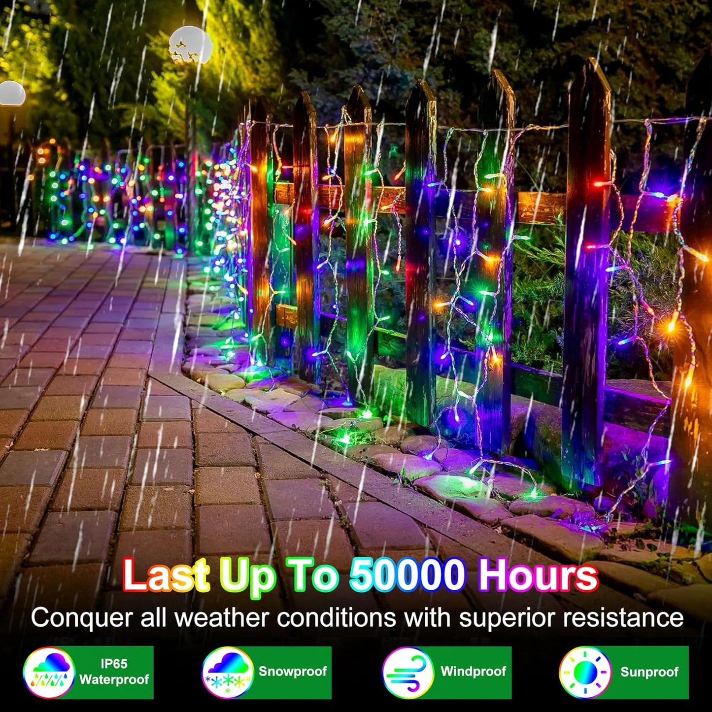 1620 LED Christma Lights with 360 Drops, 164ft Outdoor Hanging lights with 8 Modes & Timer Memory, Outsite Waterproof Curtain String Lights for Front House Fence Tree Holiday Decorations Multicolor