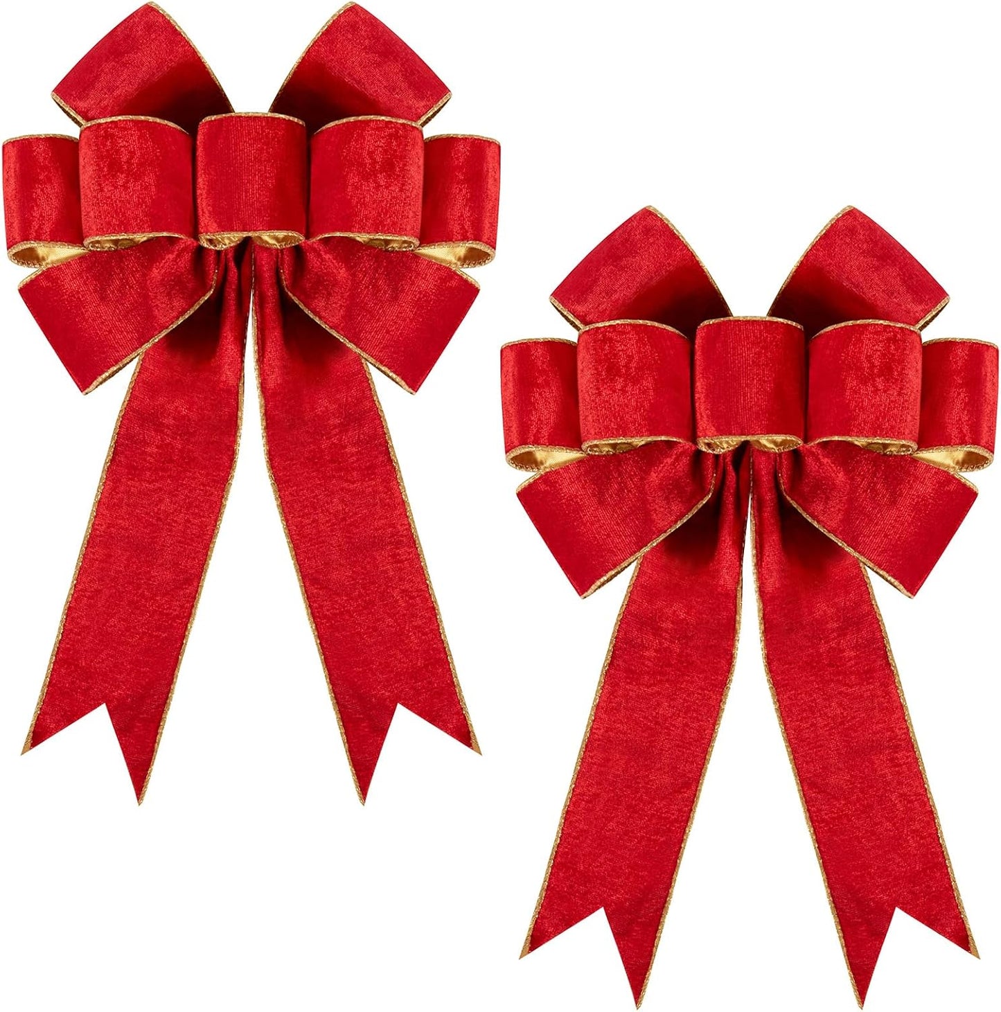 2pcs Large Christmas Bows Velvet Red Bows Holiday Red Christmas Bows Decorations for Wreath Velvet Bows Decor for Christmas Tree Topper, Front Door, Outdoor(24 * 16 inch)