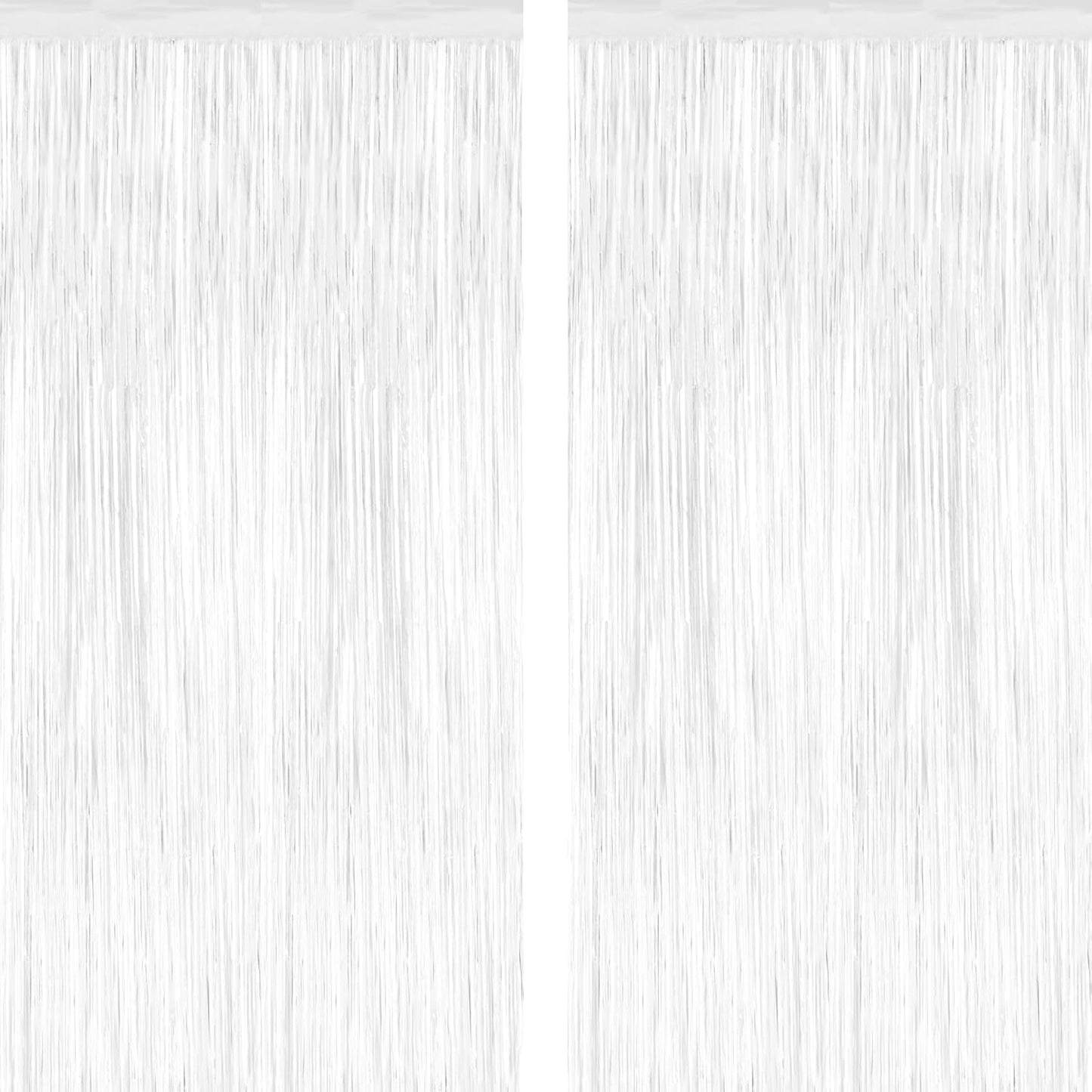 2 Pack Tinsel Backdrop, 3.28 x 7.05 Feet White Party Decorations, Metallic Foil Fringe Curtains Streamer Backdrop, Party Supplies Photo Props for Birthday Anniversaries Wedding