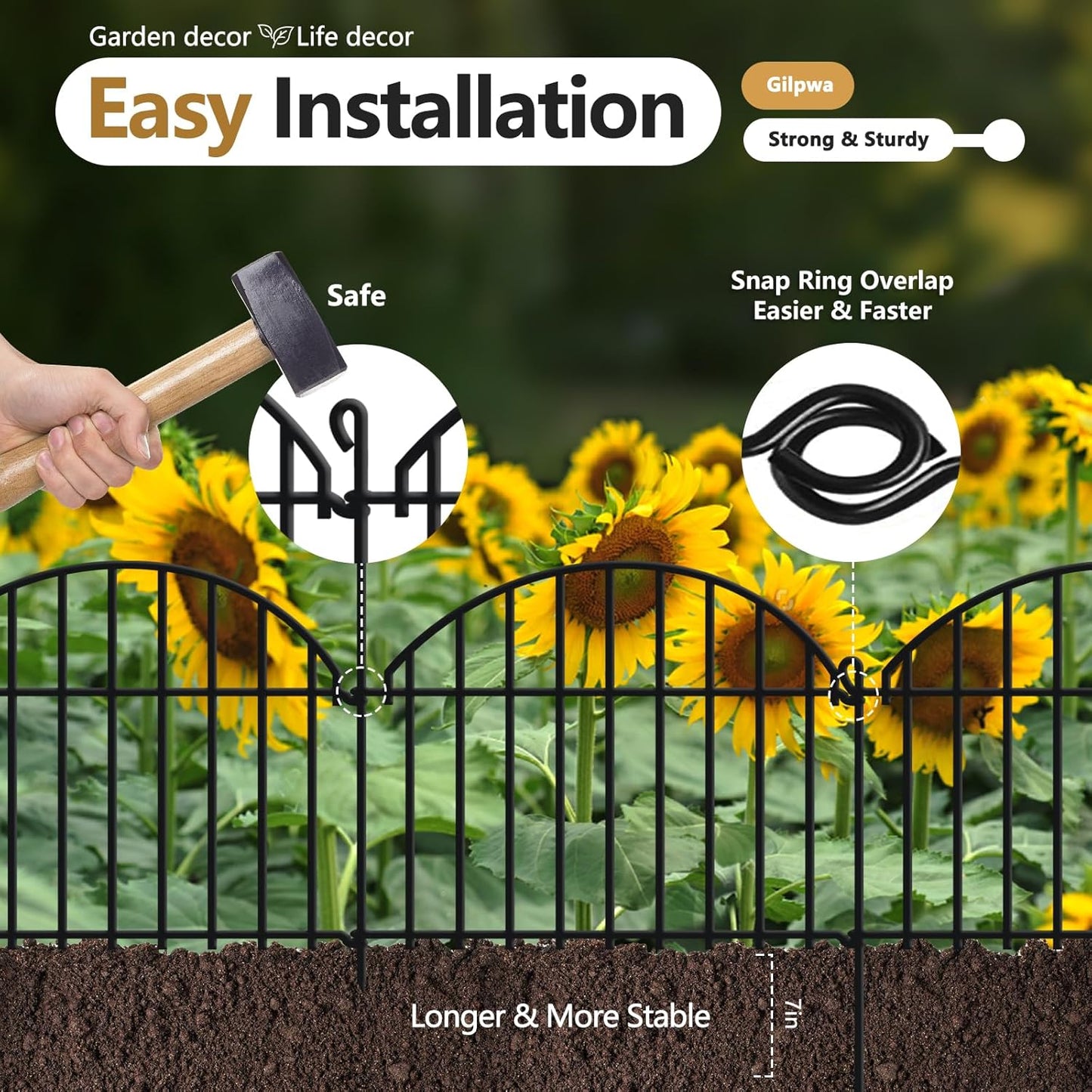 45.33ft x 20in Garden Fence, 32 Panels Animal Barrier Fences for Dogs Rabbit, Anti Digging Defense Edging Border, Rustproof Metal Arched Decorative Fencing for Outdoor Patio, Yard, Lawn