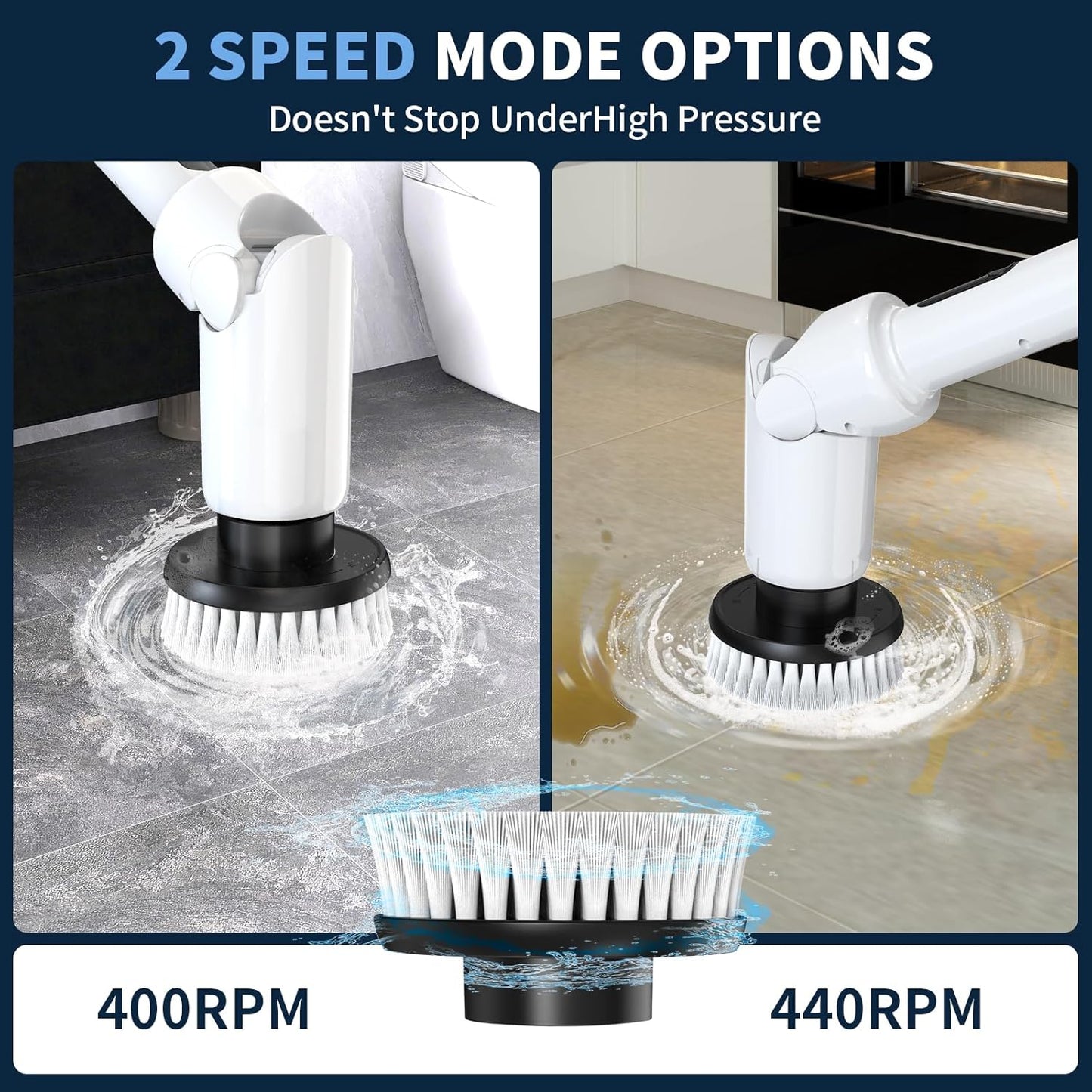 Electric Spin Scrubber - Cordless Cleaning Brush with Digital Display, 2 Speeds, 8 Brush Heads, IPX7 Waterproof, Adjustable Long Handle for Bathroom, Tub, Tile, Shower, and Car