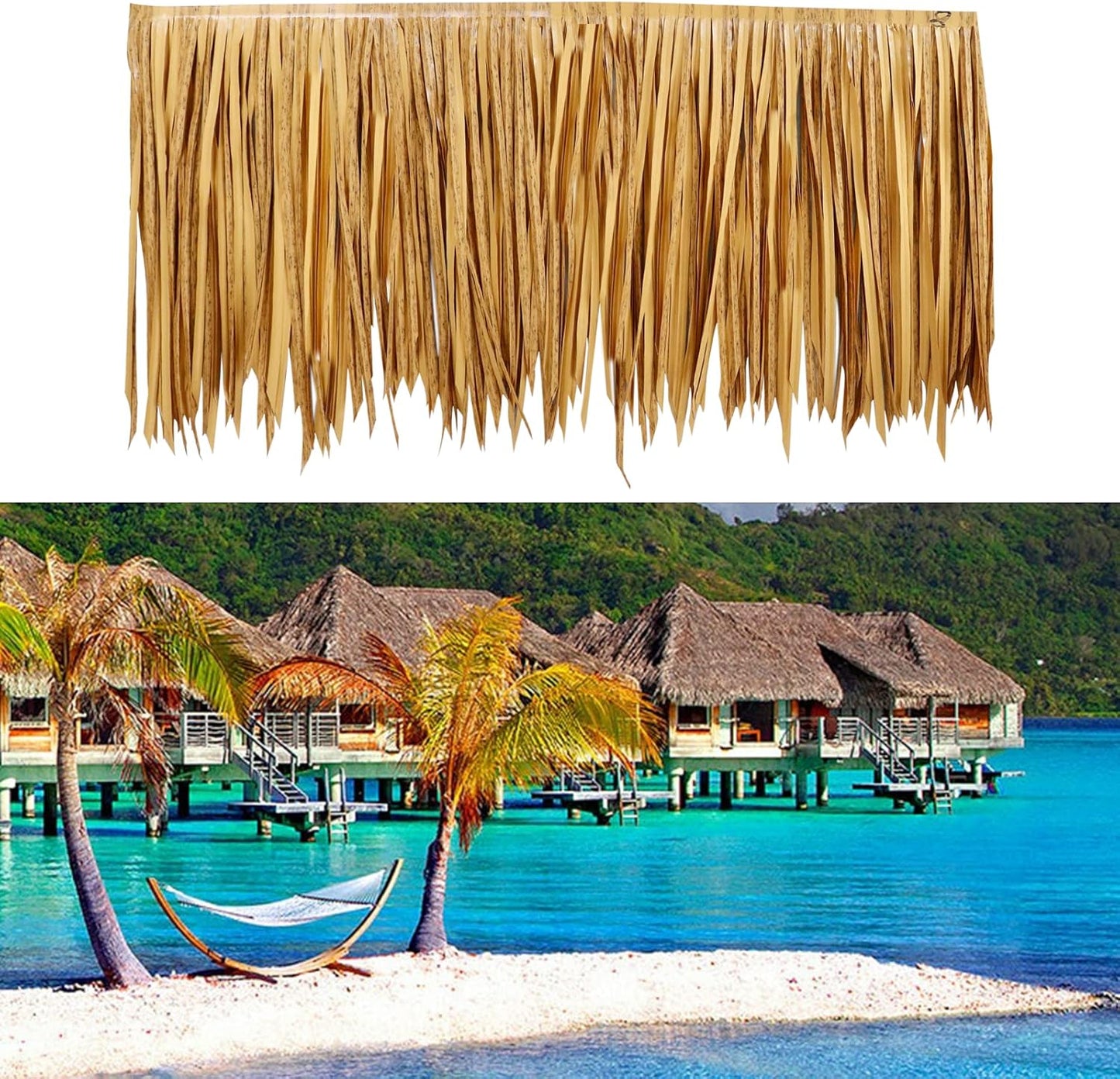39.5" Tiki Straw Roof Thatch-Mexican Style Artificial Palm Thatch Rolls, Tiki Bar Hut Grass Duck Boat Blinds Grass Runner Rolls Palapa Thatch Roofing for Garden Patio Umbrella Fence Party Decoration