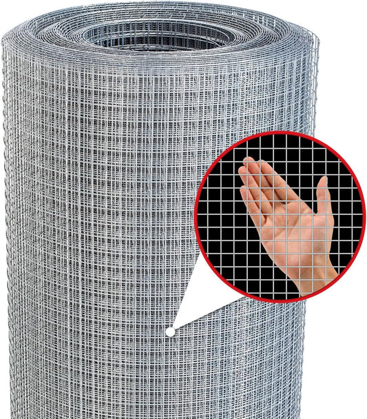 Hardware Cloth,1/2inch 48inx100ft 19 Gauge,Double-Layer Hot-Dip Galvanizing After Welding,Chicken Wire Fence Wire Mesh Fence Poultry Netting Garden Fence Tree Guard Rolls Chicken Coop Accessories