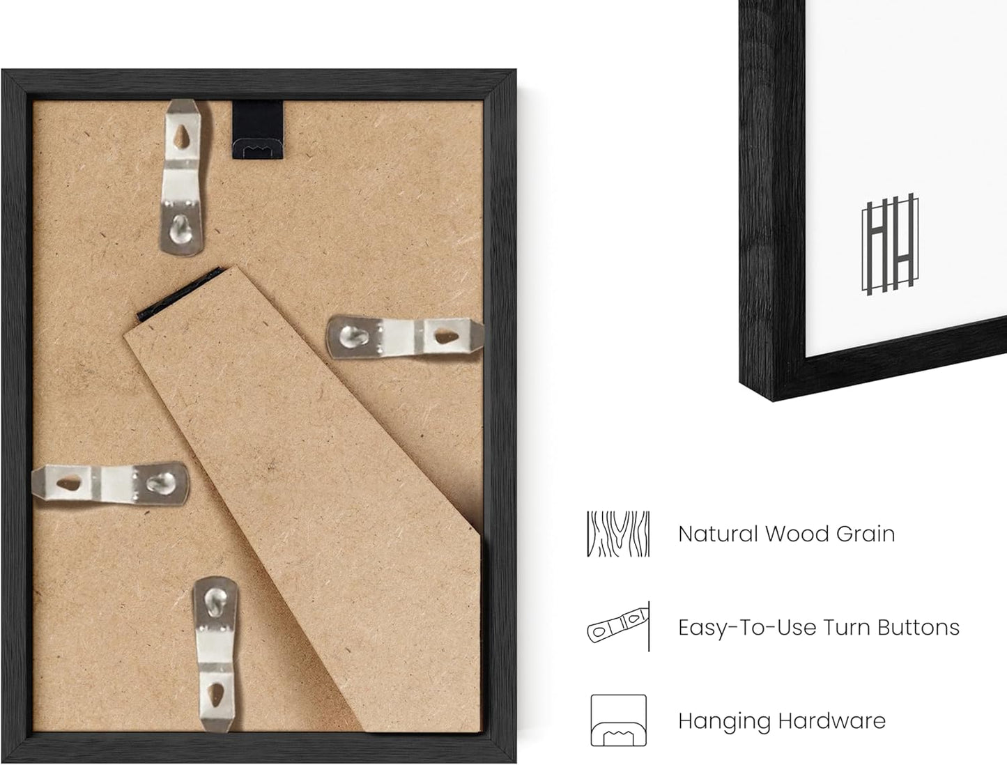 HAUS AND HUES Black Oak Wood Gallery Wall Tabletop Frames Made with Real American Oak and Shatter-free Plexiglass - Set of 11 (Eight 4x6, Three 5x7, Framed Black)