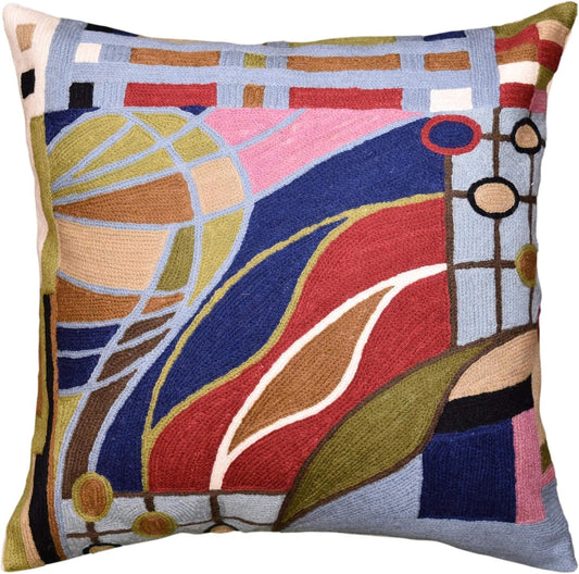 Hundertwasser Modern Pillow Cover Contemporary Pillowcase Accent Outdoor Pillows Abstract Couch Cushion Farmhouse Throw Pillows | Mid Century Chair Cushions | Handmade Wool Size 18x18