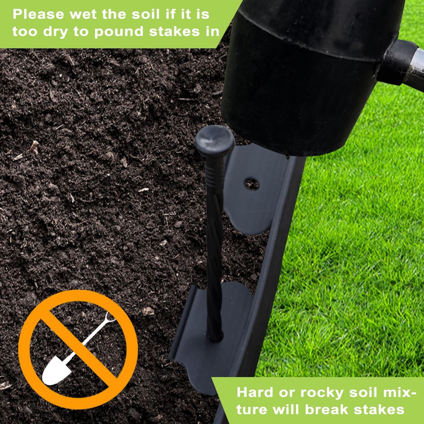 Hugeleaf Landscape Edging 2 Inches Tall, 50 Feet Garden Edging Border with 60pcs Spikes, Flexible Plastic Lawn Edge for Landscaping Flower Beds Yard Pathway