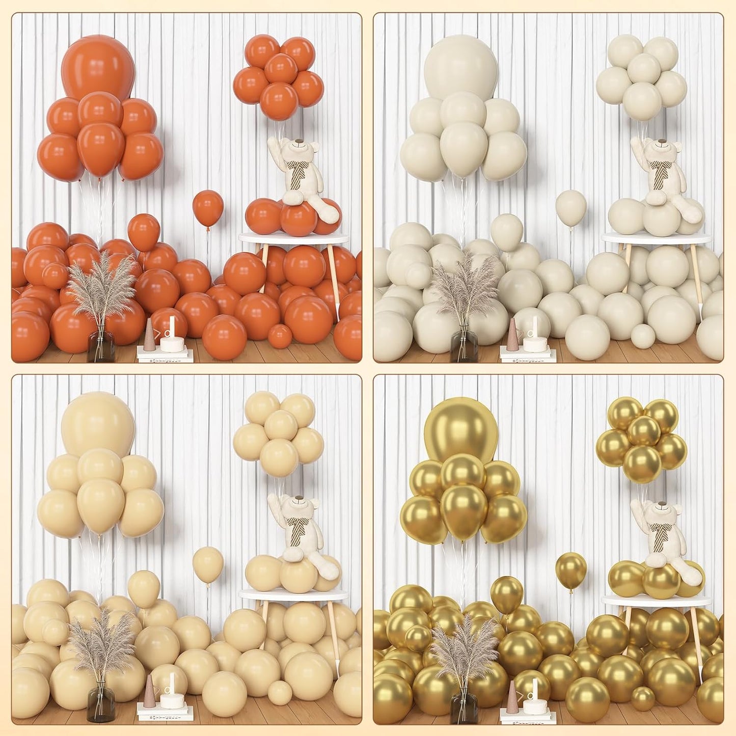 Amandir 153pcs Orange Balloon Arch Garland Kit, Different Sizes 18 12 10 5inch Latex Metallic Gold Confetti White Sand Pastel Orange Fall Balloons for Pumpkin Baby Shower Birthday Party Decorations