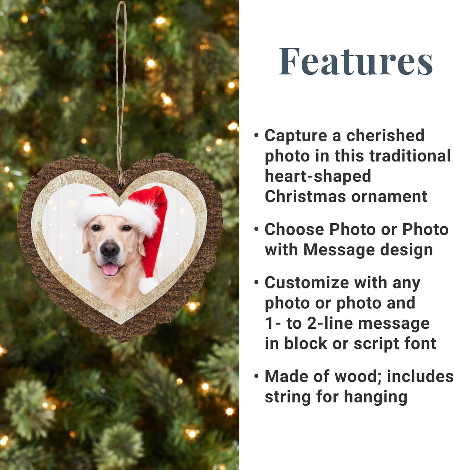 Let's Make Memories Personalized Christmas Ornament - Photo - 2025 Christmas Ornament - Decor - for Families - for Couples - for Friends - Rustic Wood Heart