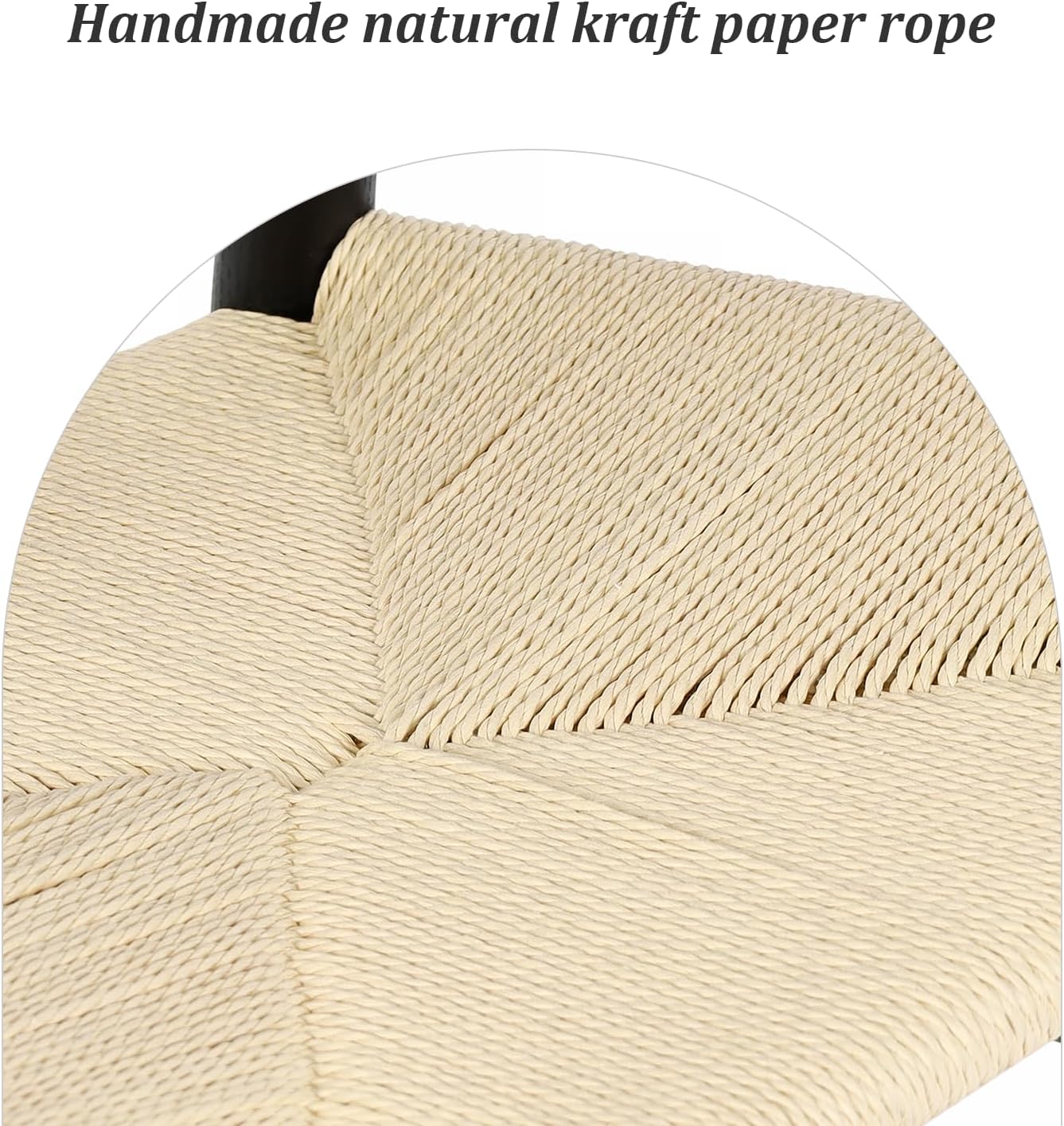 Wishbone Chair Natural Solid Wood Dining Chair/Hans Vegner Y Chair Rattan and Wood Accent Armrest Chairs Set of 2 (Ash Wood - Black + Natural Cord 2 Chairs)