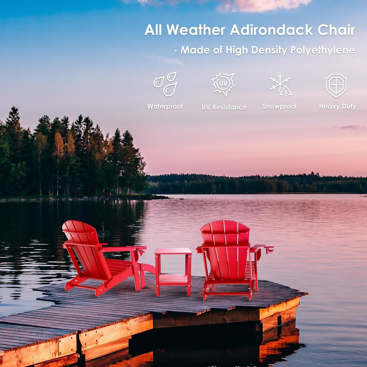 GREENVINES Adirondack-Ottoman | Set of 4 | HDPE Plastic | Outdoor Footrest | All Weather | Foot Rest | Foot Stool | Red | for Adirondack Chair | for Patio Backyard Pool