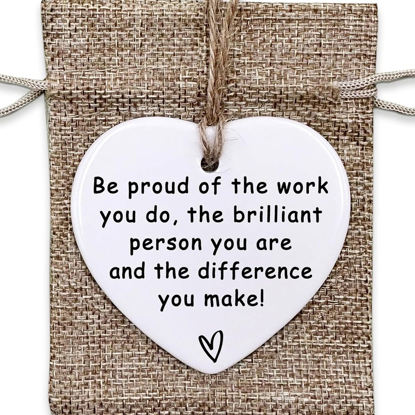 Thank You Ceramic Heart Ornament - Leaving, New Job, Coworker, Retirement Goodbye Farewell Gift - Appreciation Gifts for Coworkers, Teachers, Nurses