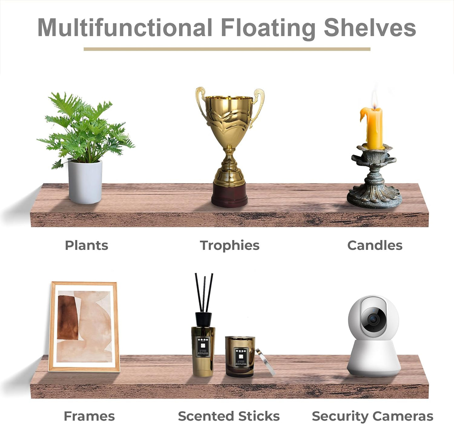 Sorbus Floating Shelves for Wall - 48 Inch Long Bathroom Shelves, Wall Decor for Bedroom, Kitchen, Living Room & Book Storage - Mounted Floating Shelf with Invisible Brackets Mahogany, 2 Pack