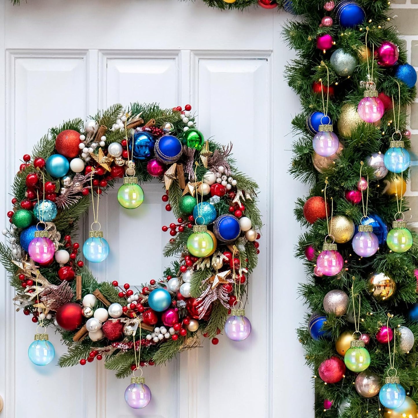 Tioncy 32 Pcs 1 Inch Mini Glass Christmas Ornaments Balls Shiny Christmas Balls Tiny Tree Hanging Decoration Small Colorful Ball Pendant for Xmas Party Supplies(Vibrant Color)