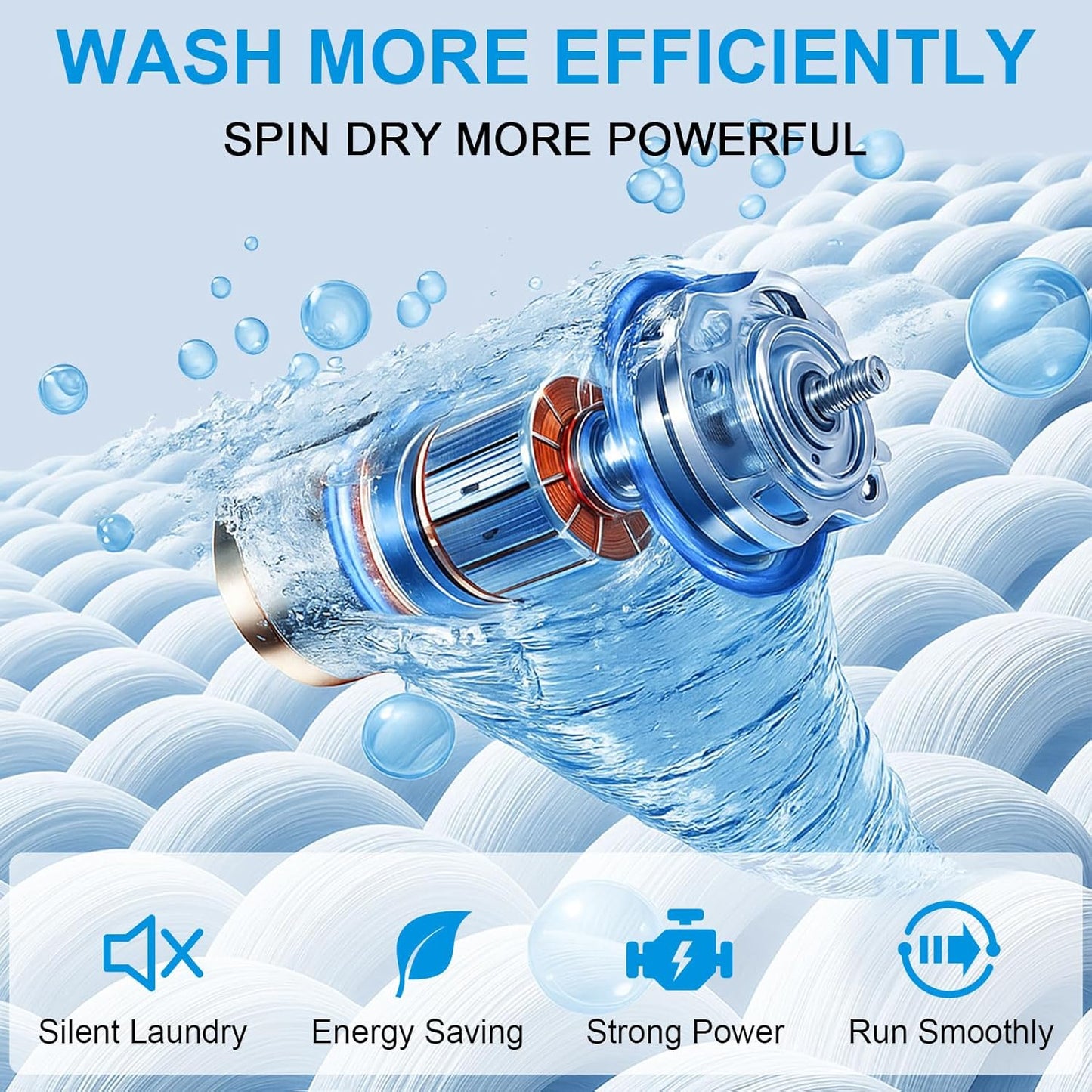 17Lbs Portable Washing Machine with10 Washing Programs, 2.2 Cu. Ft. Full Automatic Washer and Spinner Combo, Compact Laundry Washer Spinner for Apartment RV Dorm (2.2Cu. Ft)