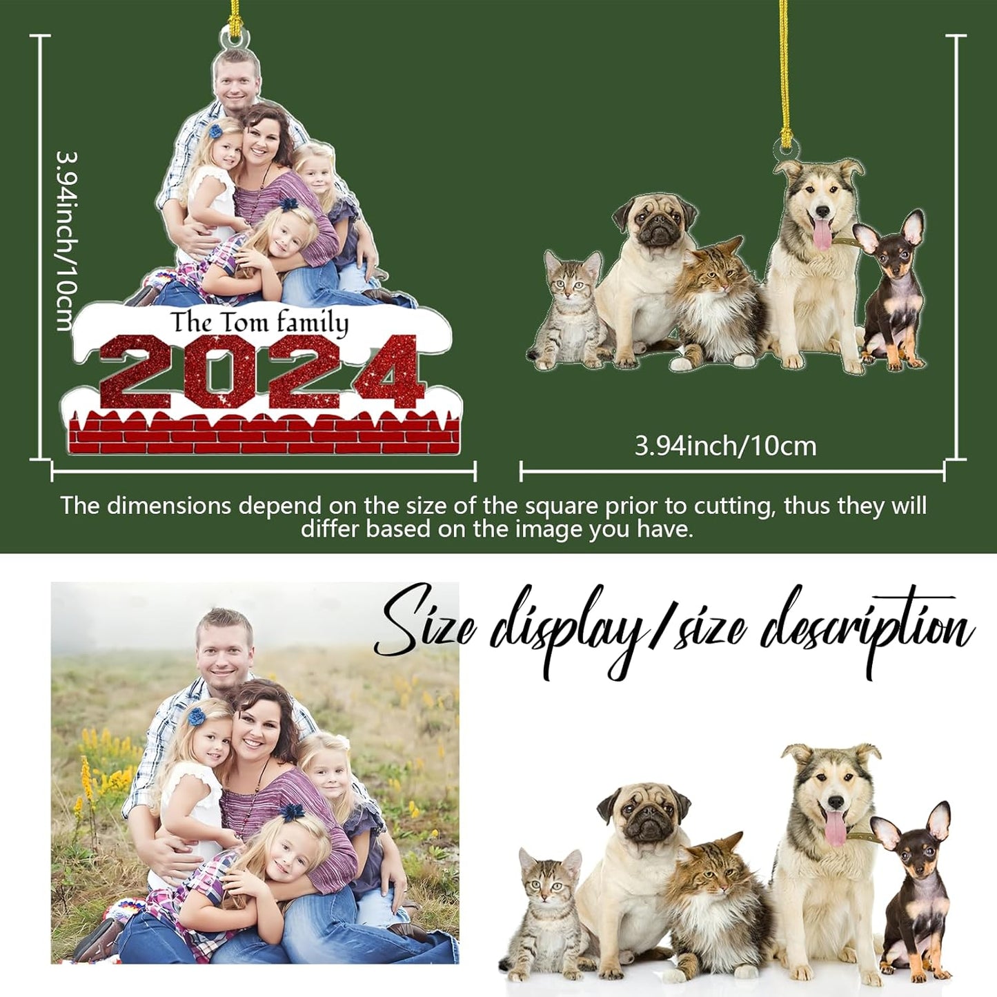 Personalized Christmas Ornament 2025, Photo Acrylic Customized Family Baby's Frist Christmas Ornament with Picture for Xmas Tree Decor Custom Gifts -Style2