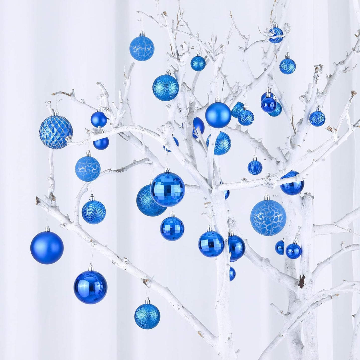 LANGXUN 36pcs Blue Christmas Tree Decorations Balls, Bolas De Navidad, 2025 Christmas Decor, Indoor Outdoor Shatterproof Christmas Ornaments, Xmars Party Wedding Suppiles