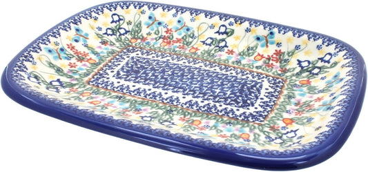 Blue Rose Polish Pottery Garden of Eden Medium Rectangular Serving Platter