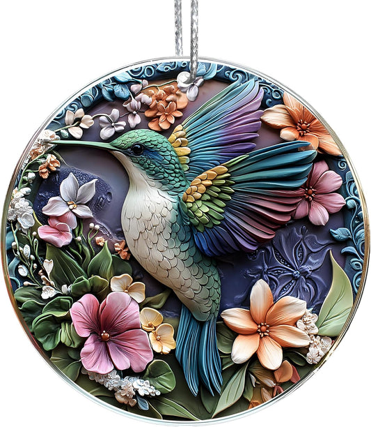 Jabihome Christmas Ornaments 2025, Exchange for Women, Men, Collectible Dated Year Ornaments for Tree, Unique Acrylic Suncatcher, Printed Stained Glass Effect Decor (Hummingbird)