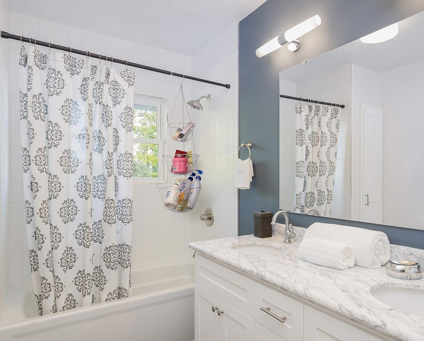 IBERG 3-Tier Fruit Basket Hanging Baskets for Storage - Kitchen Bathroom Organizer (Chrome)