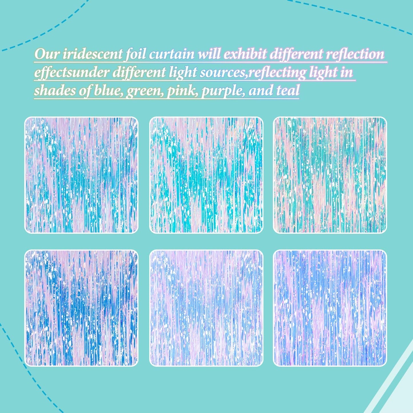 3 Pack Foil Fringe Backdrop - Iridescent Shiny Tinsel Curtains for Party Decoration/Photo Booth Props - 3.3x8.2 FT Metallic Foil Backdrop for Birthday, Wedding, Graduation, Christmas.