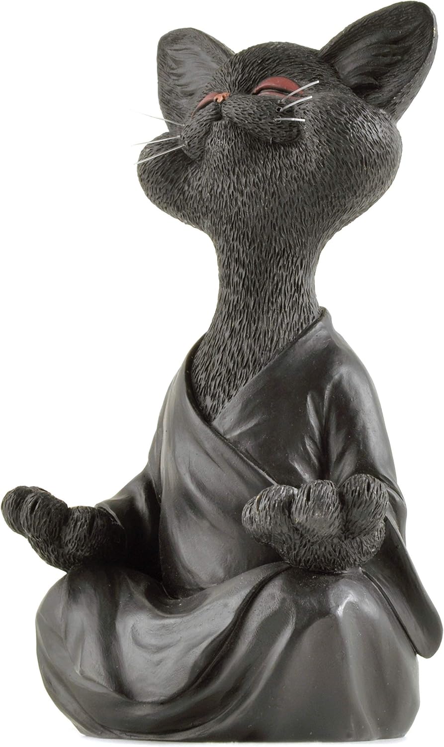 5" Whimsical Happy Cat Buddha Figurine – Zen-Inspired Resin Cat Statue – Meditating Animal Sculpture for Mindful Home or Office Decor – Peaceful Gift for Cat Lovers and Yoga Fans