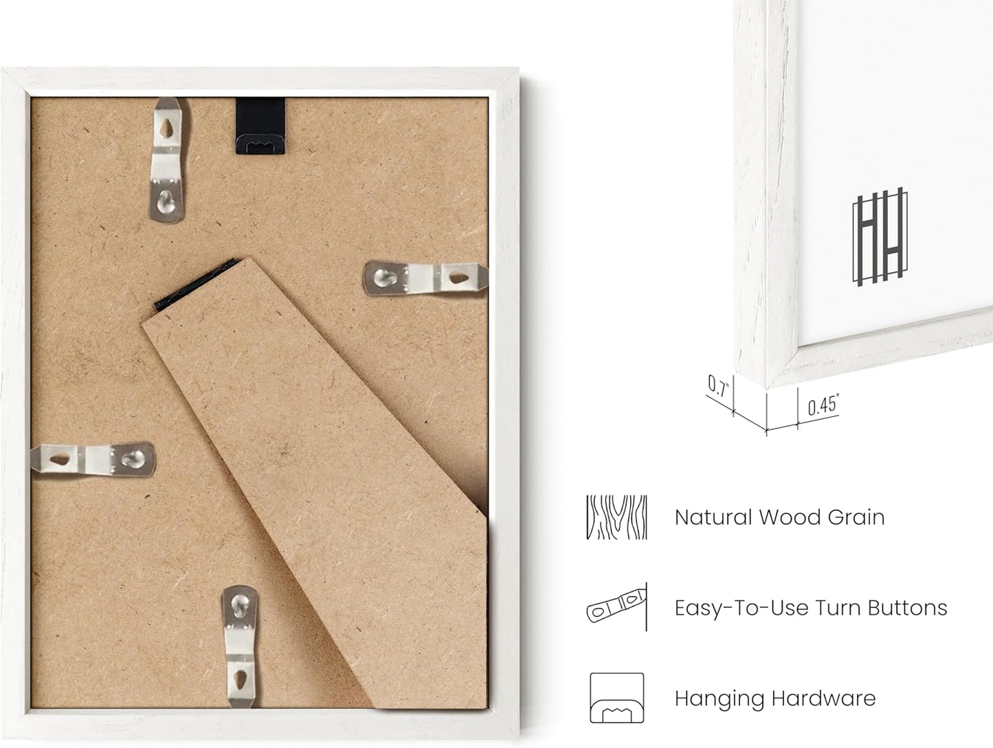 HAUS AND HUES 6x8 White Oak Wooden Picture Frame - Set of 9 6x8 Poster Frame - Premium Oak, Vertical Hang, Shatterproof Plexiglass - Ideal for Home, Room, Office (6x8-inch, White, Set of 9)