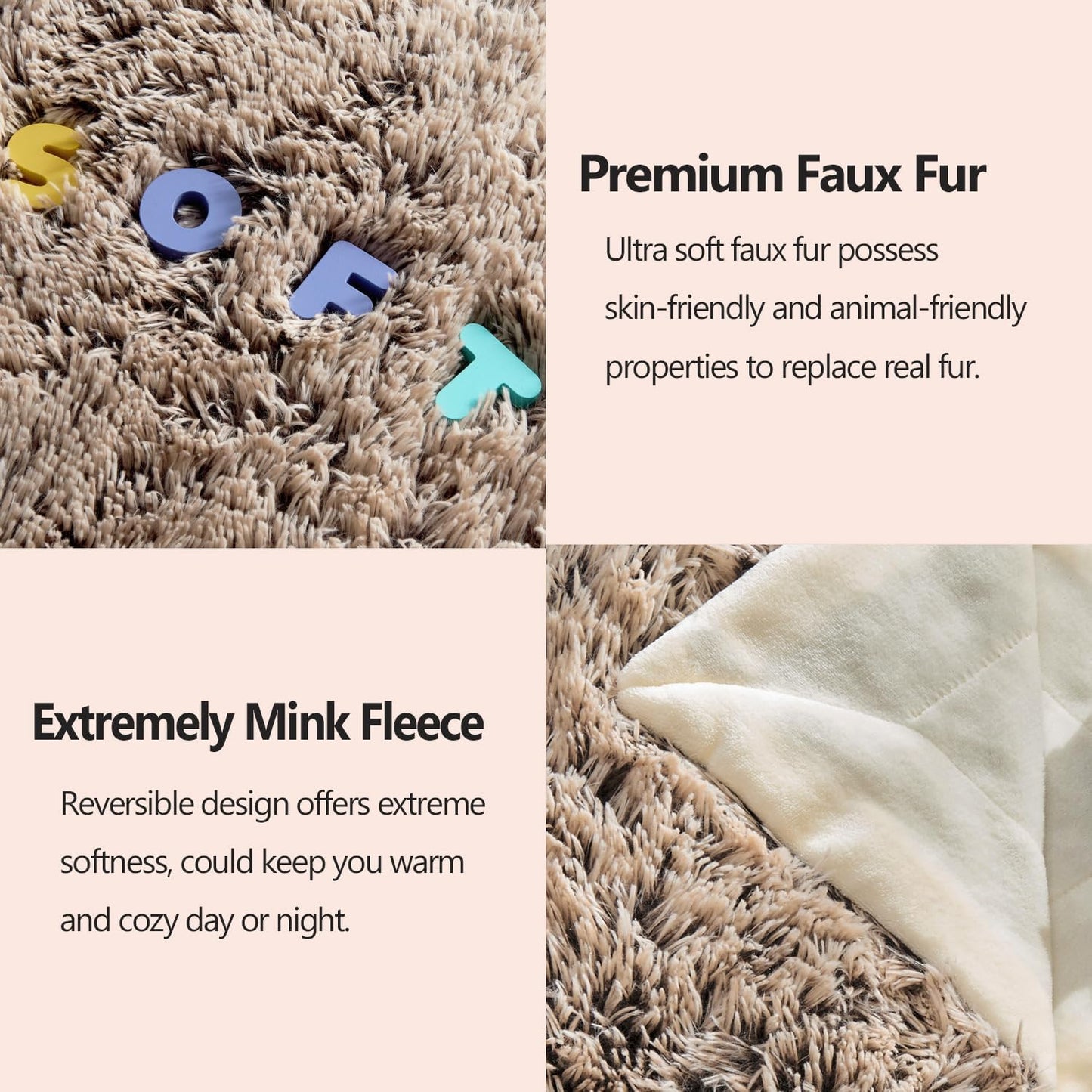 GONAAP Fuzzy Faux Fur Throw Blanket Twin Size Frosty Brown Super Soft Cozy Plush Fuzzy Shaggy Blanket for Couch Sofa Bed (Frosty Brown, Twin(60"x80"))