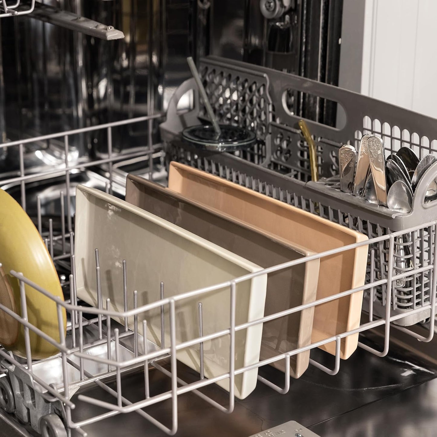 Home Beets Neutral Colored Ceramic Serving Platters (14 x 6 Inch Rectangle Plates) Serving Dishes for Entertaining, Food, Appetizers, Desserts, Cheese Board, Charcuterie, Sushi - Set of 4 Party Trays