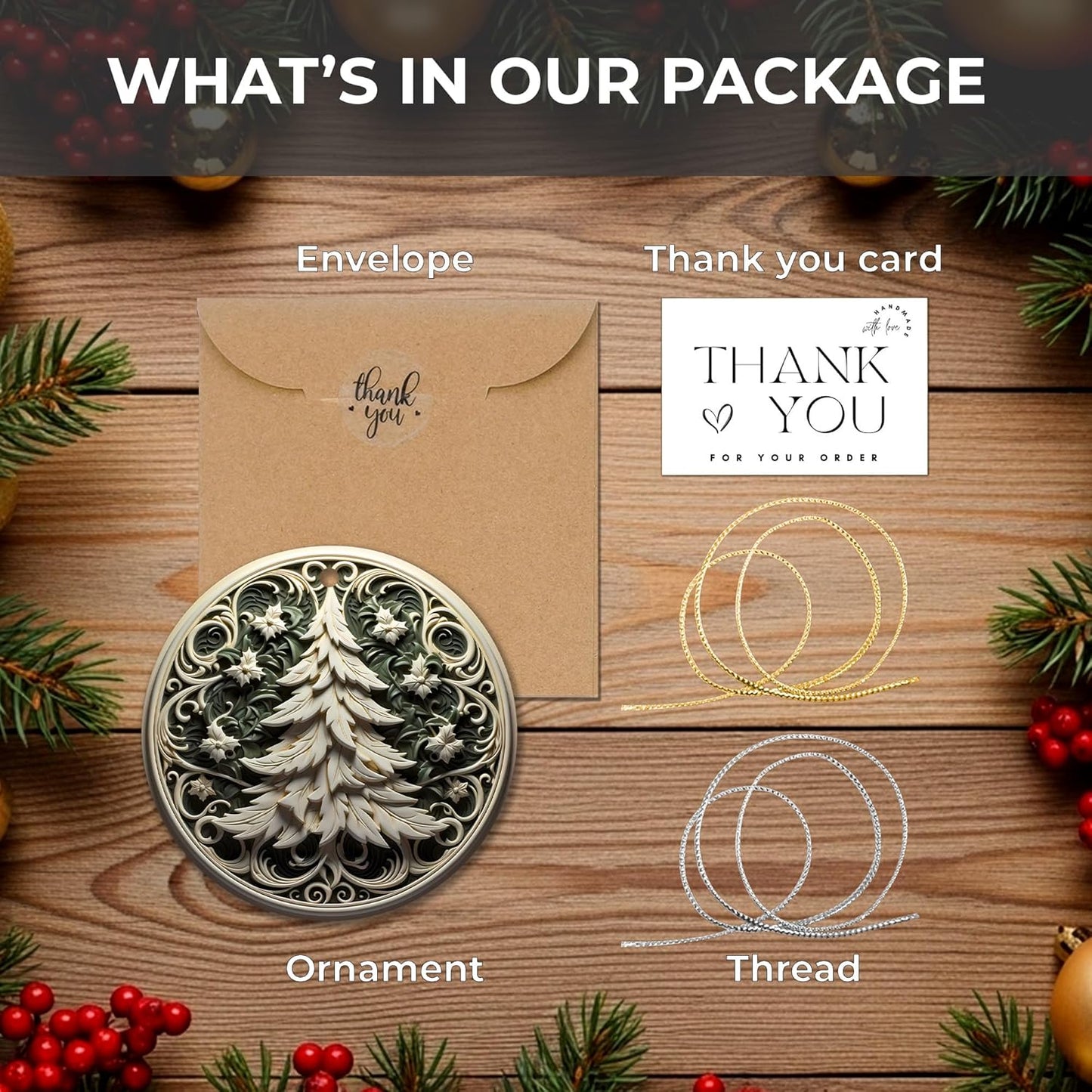 Jabihome Christmas Ornaments 2025, Exchange for Women, Men, Collectible Dated Year Ornaments for Tree, Unique Acrylic Suncatcher, Printed Stained Glass Effect Decor (Swirl Pine)