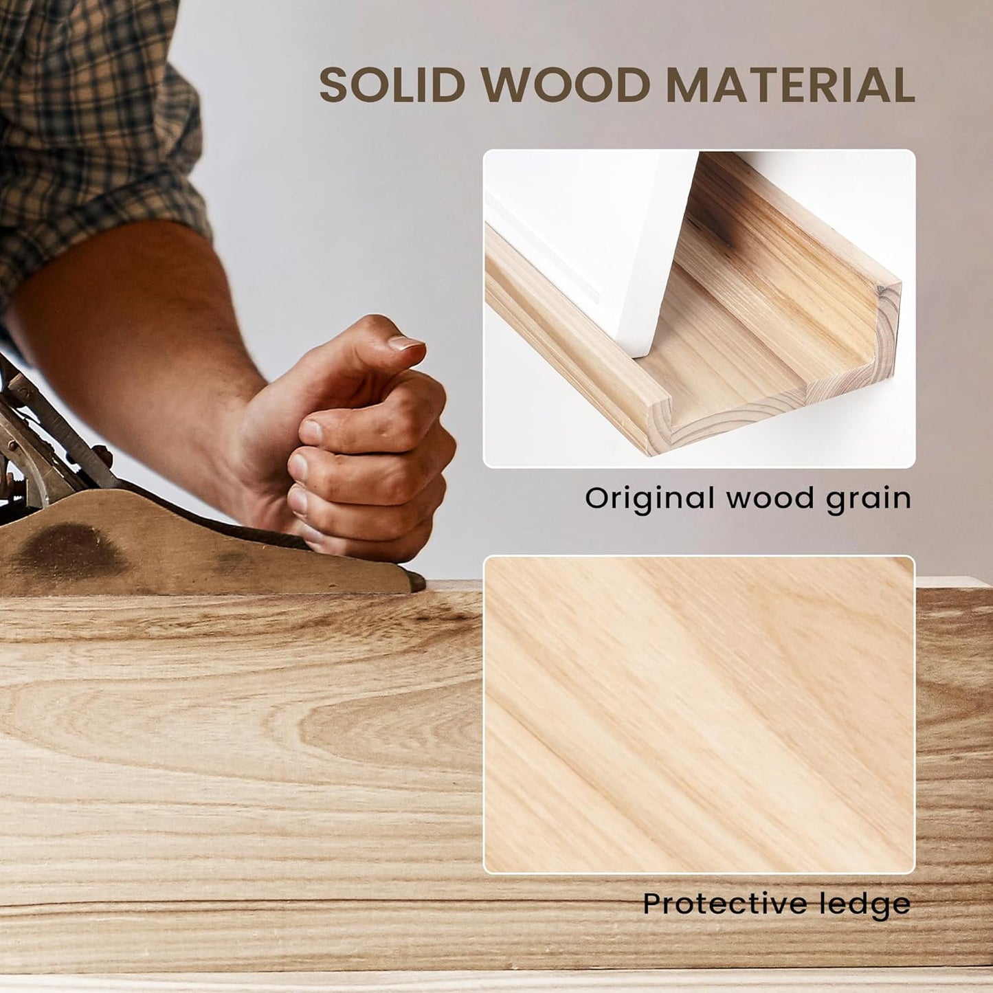 Floating Shelves for Wall, Picture Ledge Shelf 36 Inch Solid Wood Set of 2, Rustic Wall Shelves with Lip, Kids Bookshelf, Photo & Picture Live Edge Floating Shelves for Bedroom, Living Room, Kitchen