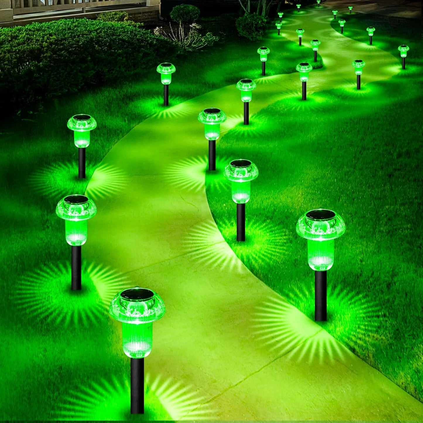 Halloween Solar Lights Outdoor 16 Pack Green LED Waterproof Mushroom Outside Lights for Yard Garden Patio Pathway Walkway Landscape Halloween Decorations