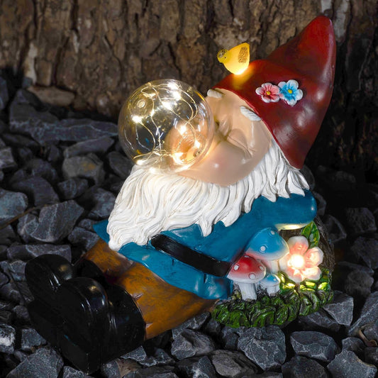 Gnome Solar Garden Statue with LED Light - Waterproof Outdoor Decoration for Terrace, Courtyard & Lawn for Moms & Women