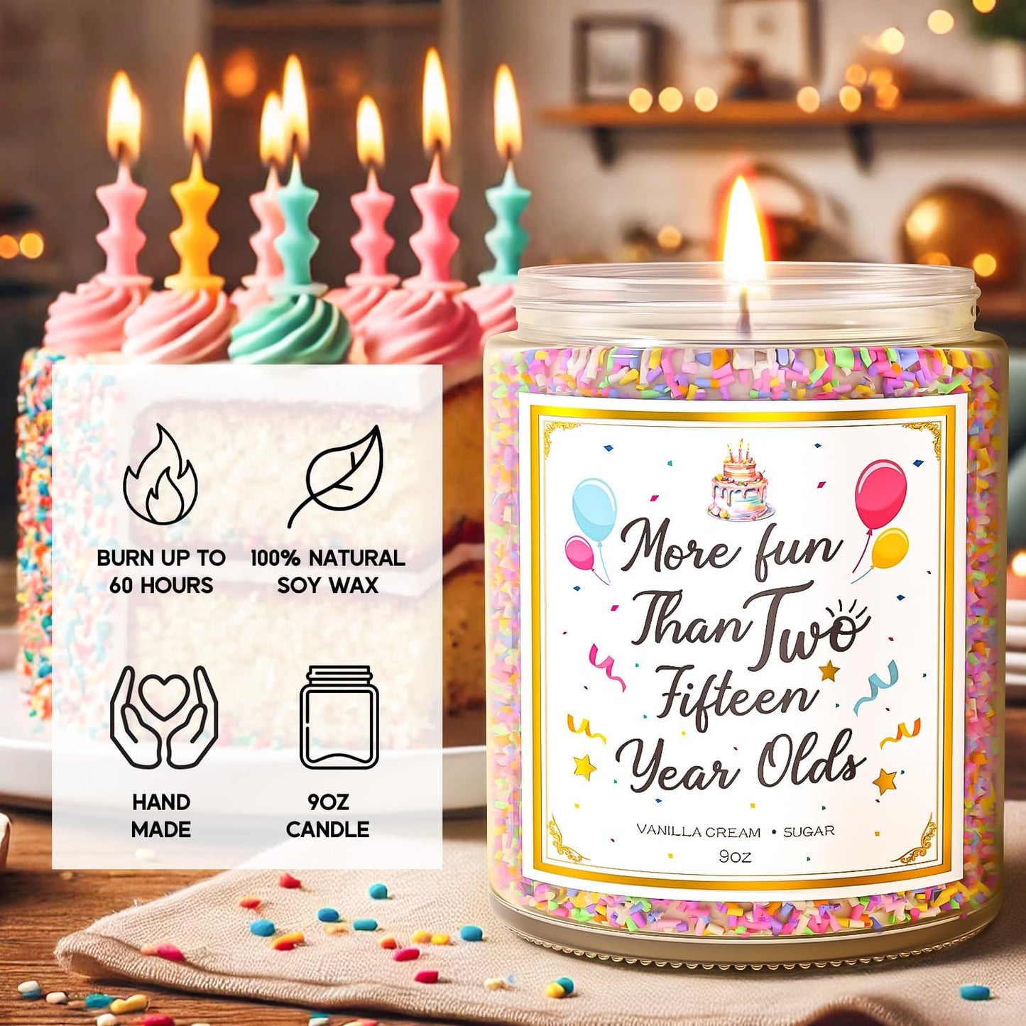 30th Birthday Candles Gifts for Women- 9 oz Happy Birthday Candle with Vanilla Birthday Cake Scent, Gifts for Women & Men, Friendship Ideas