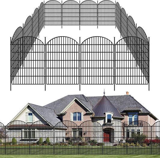 18 Panels Decorative Garden Fence, 33in (H) x 40.16 (L) No Dig Dog Fences Outdoor for Yard, Rustproof Tall Fencing Panel, Animal Barrier Suitable for Yard Border, Patio, and Temporary Camping Use