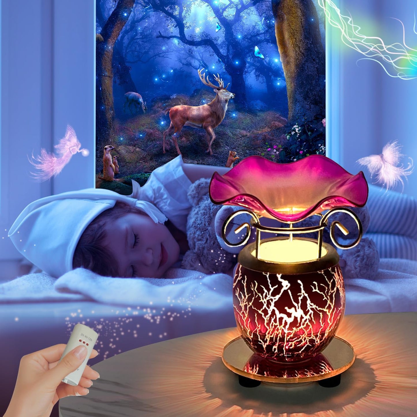 HUNANBANG Electric Scented Wax Warmer - Auto Off Timer Candle Wax Melt Warmer Fragrance Burner, Lightning-Purple