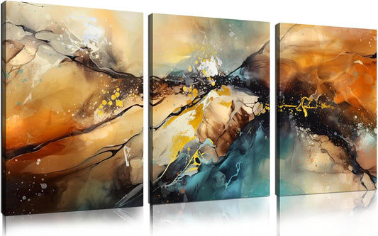 HUBOSKN Abstract Canvas Wall Art for Living Room - Modern Pictures for Office Wall Decor - 3 Piece Wall Art for Bedroom Size 12" x 16"