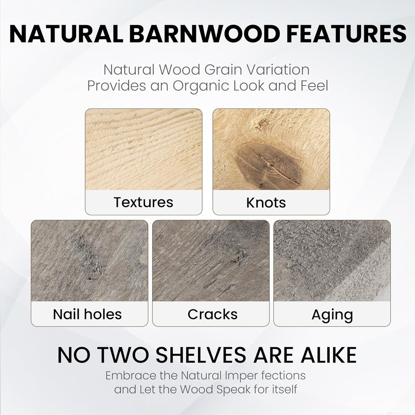 Fun Memories Floating Shelves for Wall Dec, 55"x8" Rustic Reclaimed Wood Shelves, Heavy-Duty Wall Mounted Shelves with Invisible Brackets for Living Room, Bedroom, Kitchen, Grey Finish