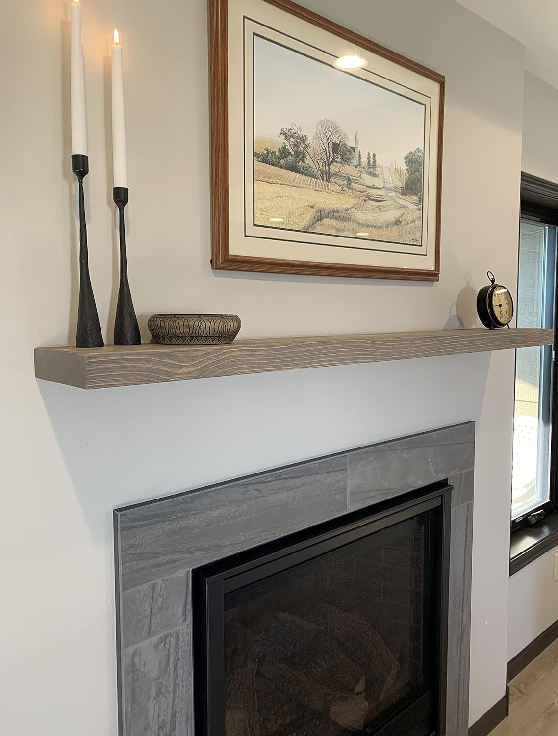 joelsantiques 72 Inch Wooden Floating Shelves for Wall - 72x6x2 in - Made of Natural Wood - Long Heavy Duty Rustic Wall Shelves for Bedroom - Perfect for Living Room, Kitchen - Gray