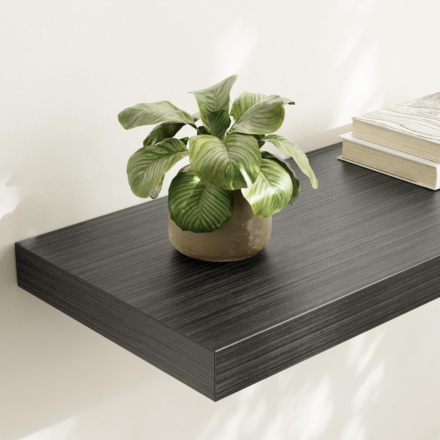 Large Floating Shelves for Wall Set of 3 Wooden Wall Shelves 30 in x 12.75 in x 2 in Room Decor Long Shelf with Invisible Wall Mount Bracket for Bedroom Kitchen Living Room Black Wood