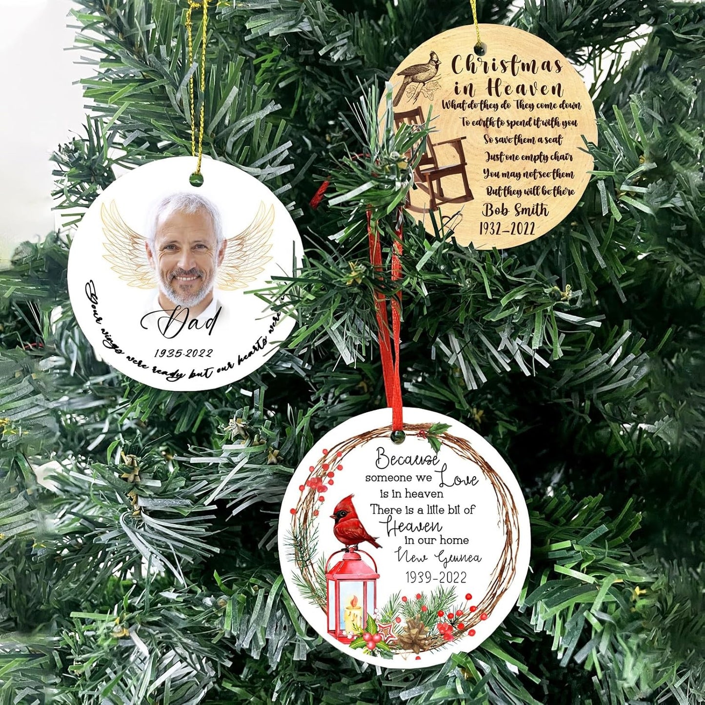 Personalized Christmas Ornaments,Double-Sided Ceramics Picture & Photo Custom Memorial Ornament - Memorial Ornaments 2025 - Hanging Customized Xmas Ornament for Christmas Tree