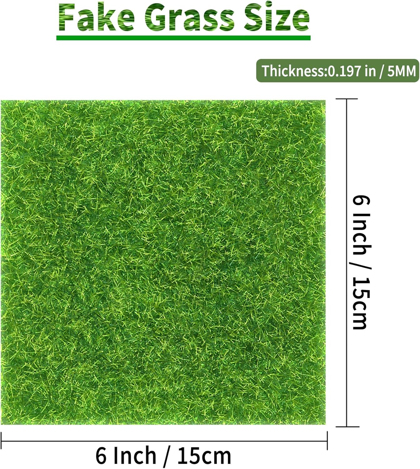 4 Packs 6 X 6 Inch Fake Grass Decor for Crafts, Artificial Grass for Dollhouse Miniature Ornament Projects, Model Turf Grass for DIY Fairy Garden Accessories and Decor Kit