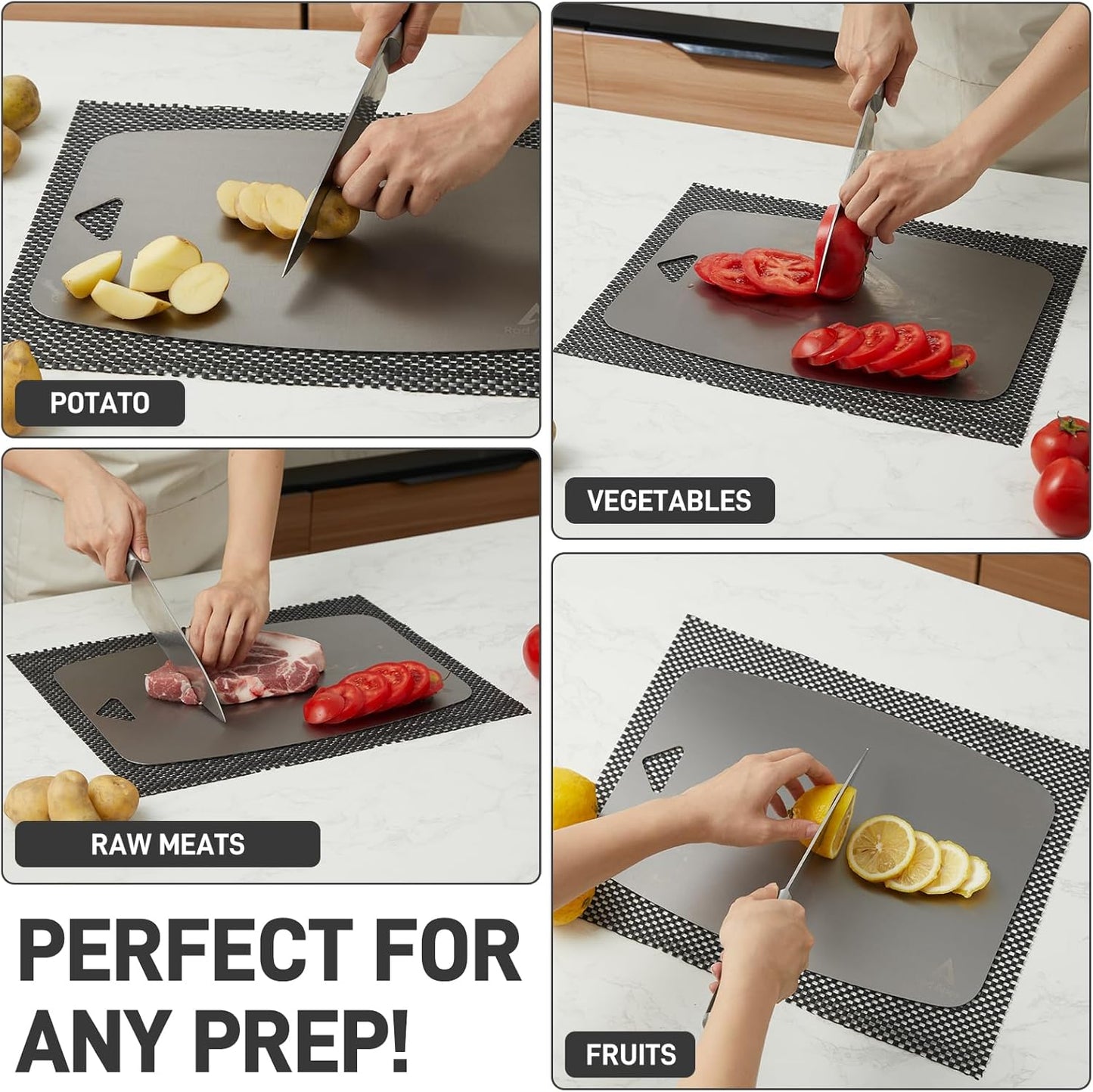 100% Pure Titanium Cutting Board, Non-Toxic Chopping Board For Kitchen, Rubber Mat, Double-Sided Pure Titanium Cutting Board for Kitchen (14"x10").