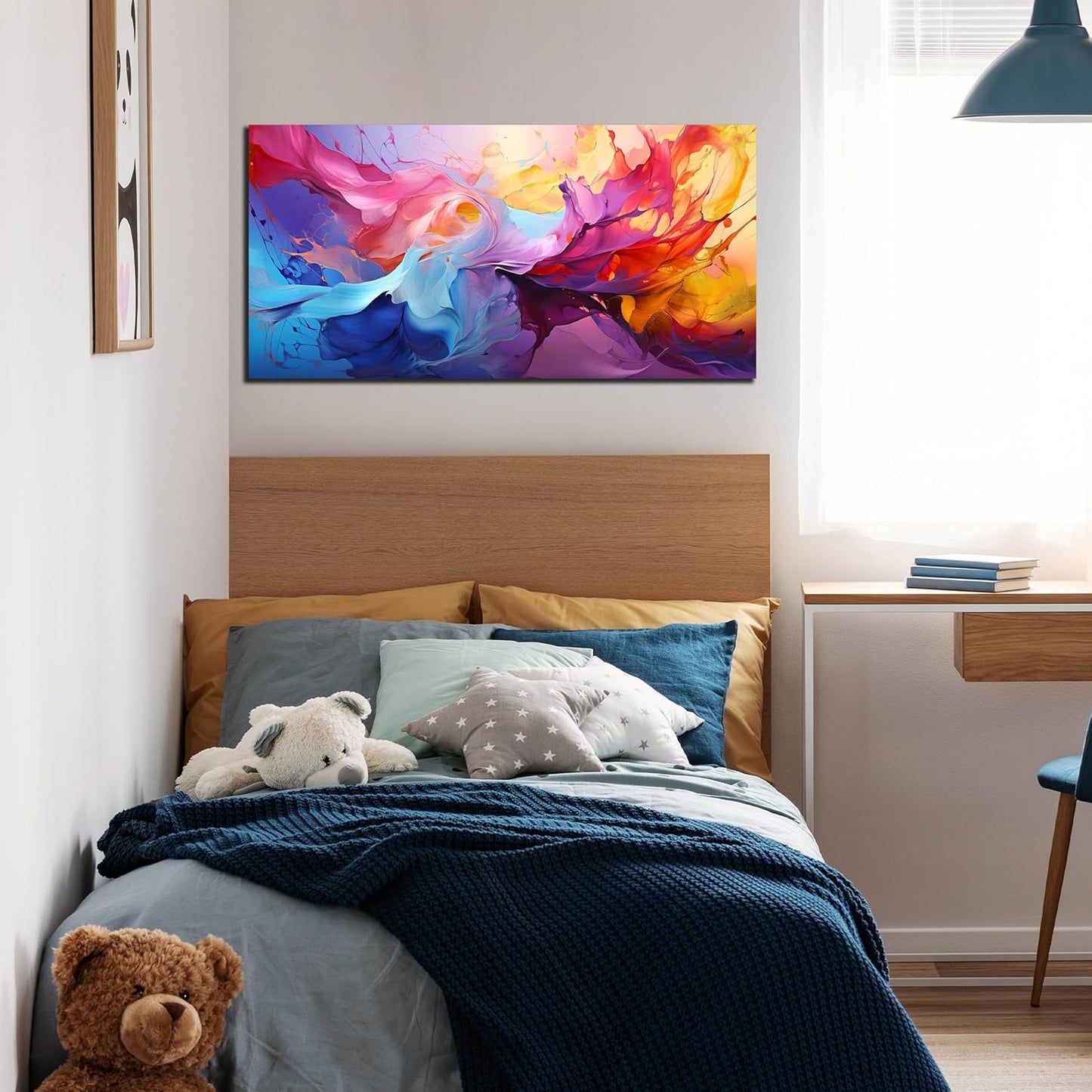 GUGIKA Abstract Wall Art for Living Room, Colorful Canvas Wall-Art for Bedroom, Print Paintings, Size 20x40 Inches