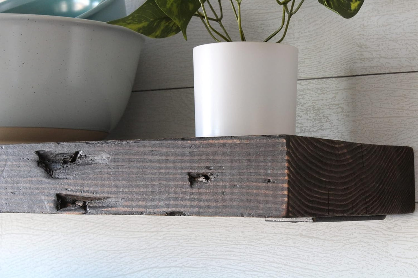 Urban Legacy Reclaimed Barn Joist Deep Floating Shelves | Deep Shelves with Low Profile Shelf Bracket with High Weight Capacity, Set of 2 (36" x 11" x 2.5", Rustic Brown)