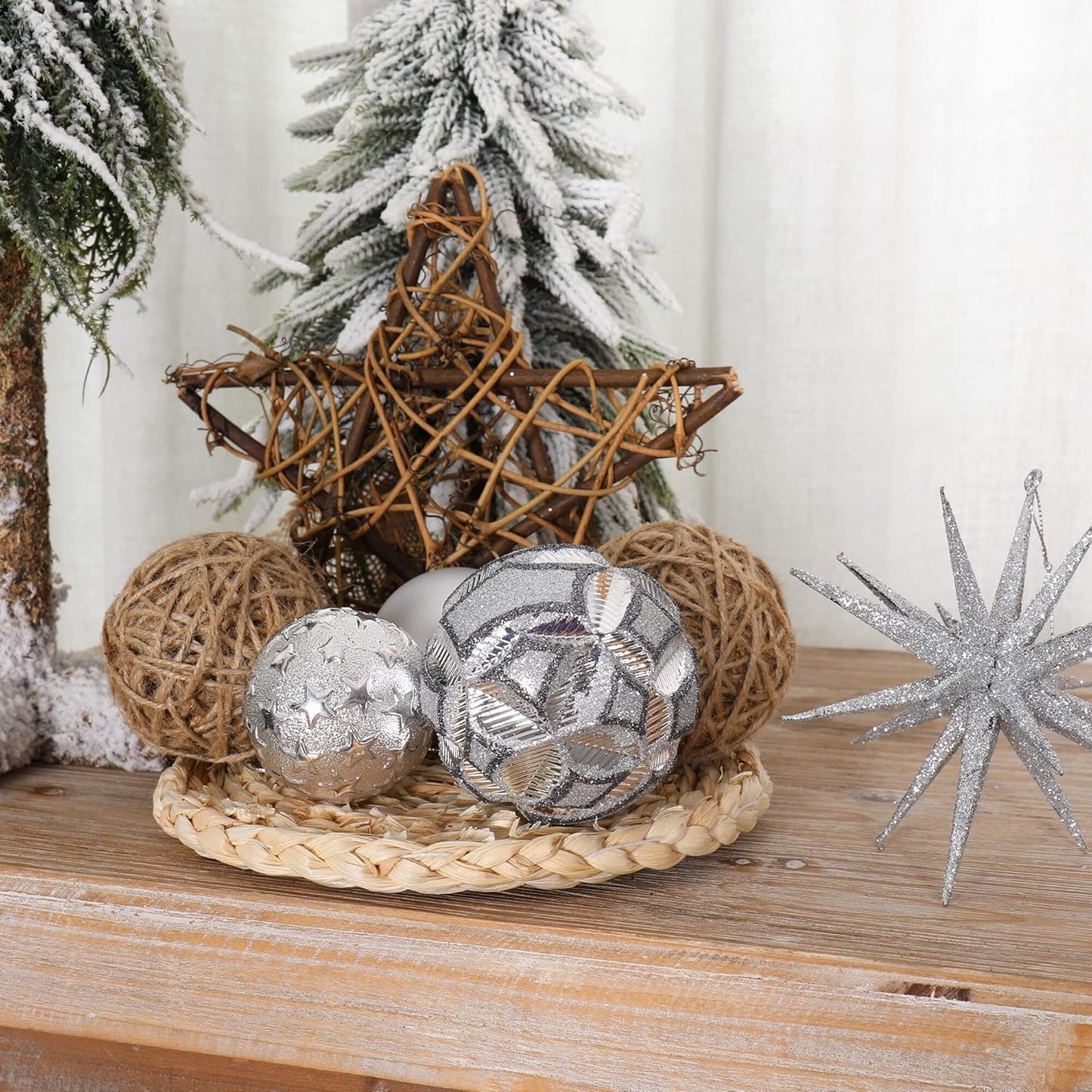 87ct Christmas Ball Ornaments Set Shatterproof Seasonal Hanging Decorations with Reusable Hand-held Gift Package for Xmas Tree Holiday Party and Home Decor, Silver