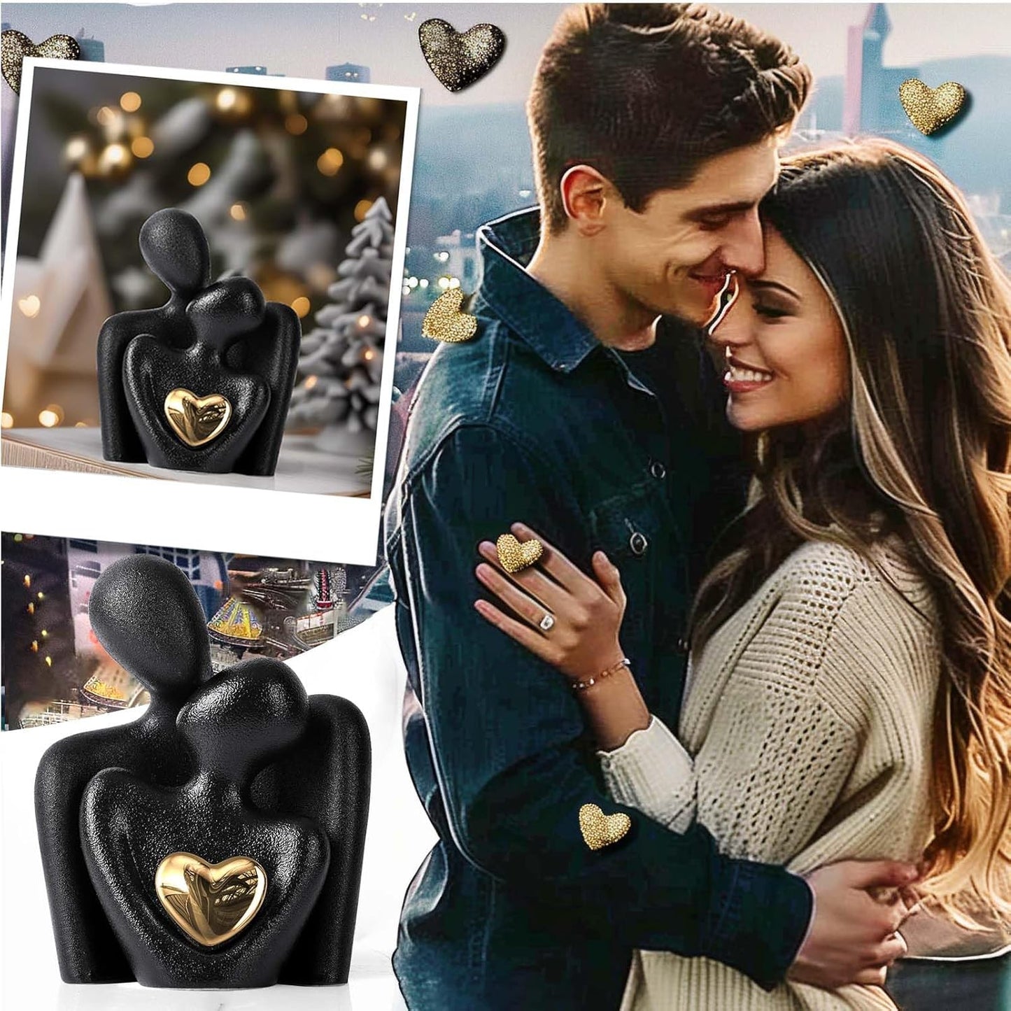 XMGZQ Mini Couple Statue Tv Stand Decor Items for Living Room Home Decor,Bedroom Decor for Couples Sculpture for Anniversary Wedding,Love Gifts for Couples 2025,Knick Knacks for Shelves