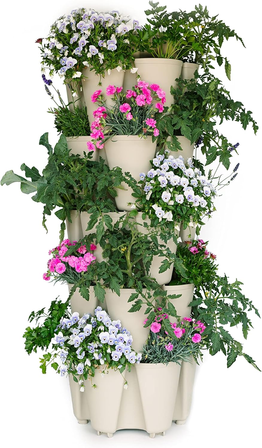 Greenstalk Patented Large 5 Tier Vertical Garden Planter with Patented Internal Watering System Great for Growing a Variety of Strawberries, Vegetables, Herbs, & Flowers (Stunning Stone)