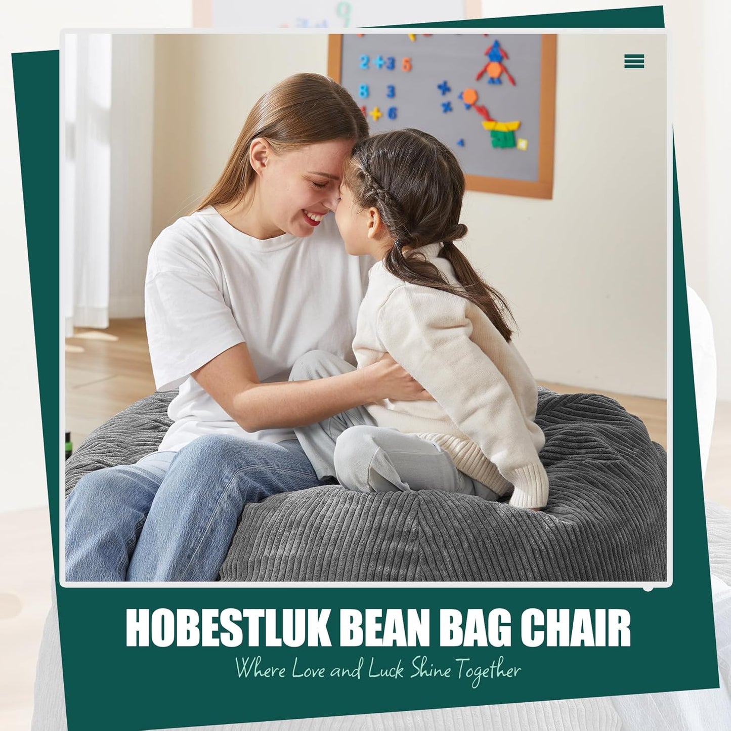 Hobestluk 3.5FT Bean Bag Chair Large Bean Bag with Filler Included Bean Bag Chairs for Adults Teardrop Bean Bag Chair with Removable Cover for Bedroom Living Room - (Large, Grey)