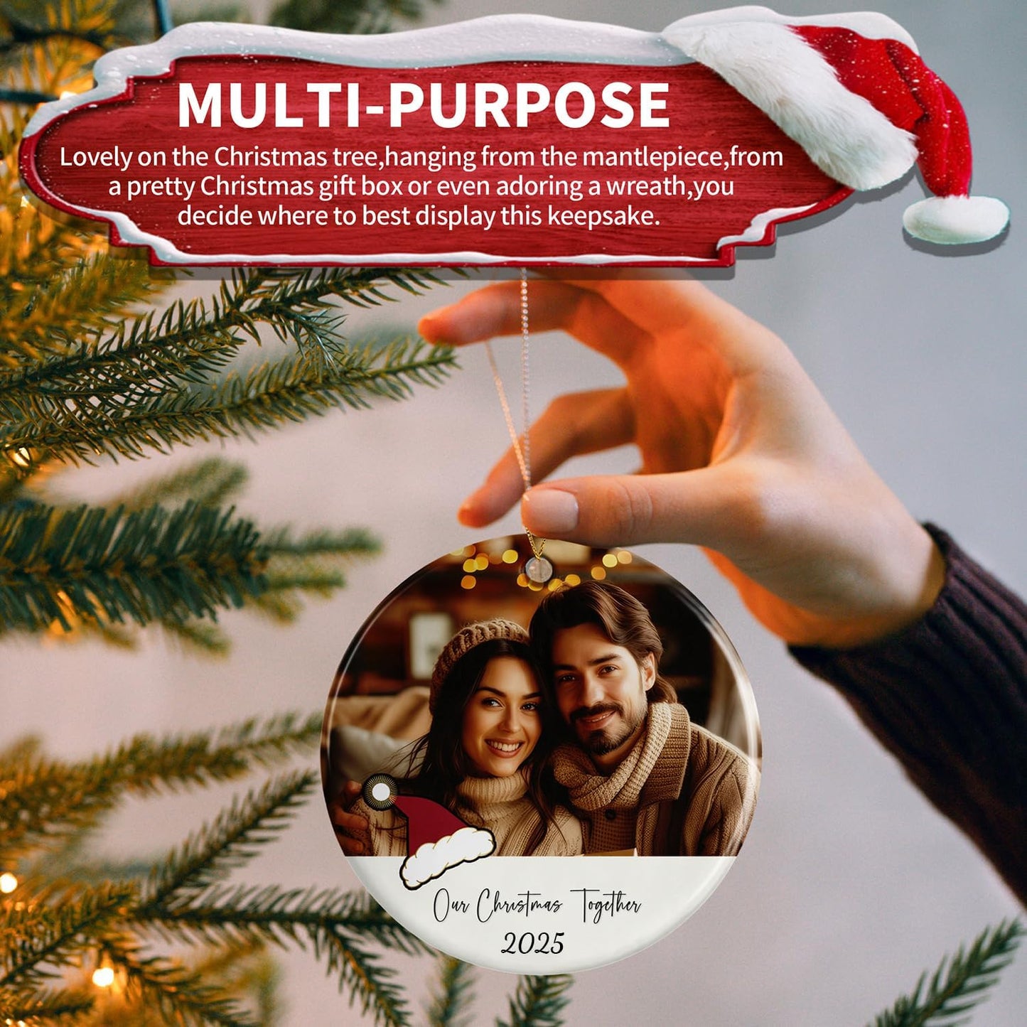 Personalized Christmas Ornaments 2025,Custom Christmas Ornament with Photo Text,Personalized Ornaments for Christmas Tree,Ornaments Keepsake Gift for Family